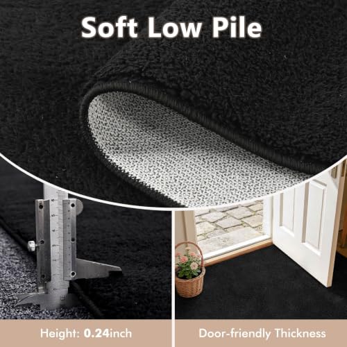 2x10 Black Solid Runner Rug Washable Non-Slip for Kitchen Hallway Bathroom - color: 08 Black Solid, size: 2' x 10' (Runner)
