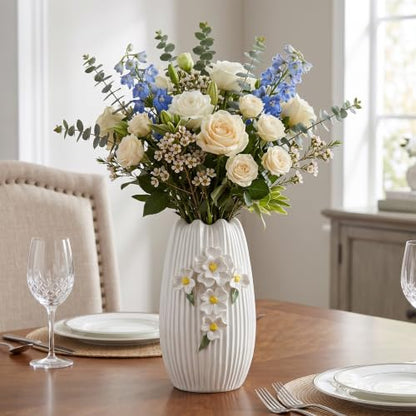 White Vase, Modern Ceramic Vases for Centerpieces,9 Inch - color: White and Yellow, size: 9 inch