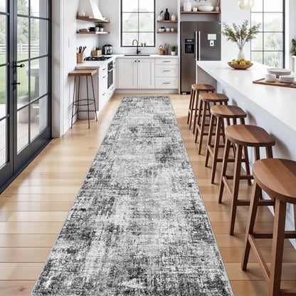 3x15 Long Hallway Runner Rug: Modern Non-Slip Washable Carpet Runner Black - color: Black, size: 3' x 15' (Runner)