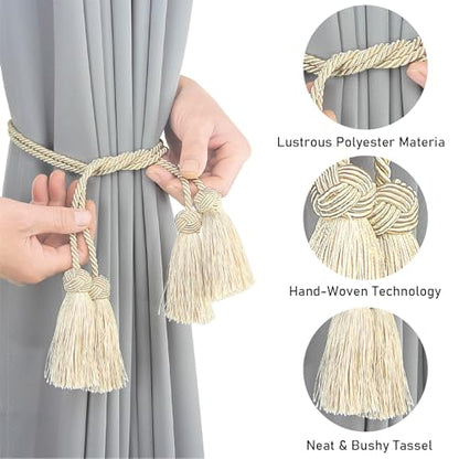 Elegant Tassel Curtain Tiebacks Rope Curtain Tie Backs for Windows Porlau - color: Beige