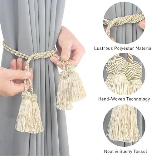 Elegant Tassel Curtain Tiebacks Rope Curtain Tie Backs for Windows Porlau - color: Beige