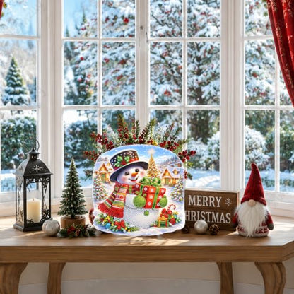Yunzlly Stand Up Diamond Art Painting Kit, Desktop Gem Painting Ornament Kit for Adults, Tabletop Acrylic Diamond Board Painting (Christmas Snowman) - color: Christmas Snowman