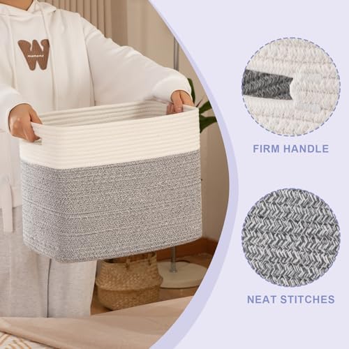 OIAHOMY 2 PACK Tall Storage baskets 30L Blanket Basket Living Room Grey - color: Grey, size: 15" x 9.8" x 11.8"