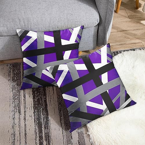 Emvency Throw Pillow Covers Set of 2, 18 x 18 Inch, Striped Retro Purple - color: Purple, size: 18" x 18" (Pack of 2)