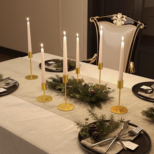 zeochyni Gold Taper Candle Holder Metal Candlestick Holders Set of 6 - color: Gold, size: Set of 6