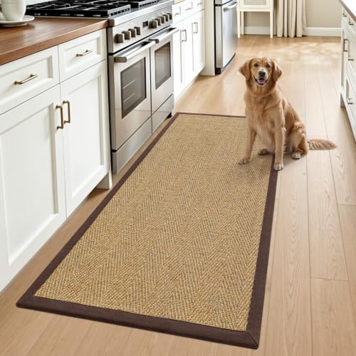 DEXI Jute Runner Rug 3x7, Rug Runners for Hallways, Natural/Brown - color: Natural/Brown, size: 3' x 7' (Runner)