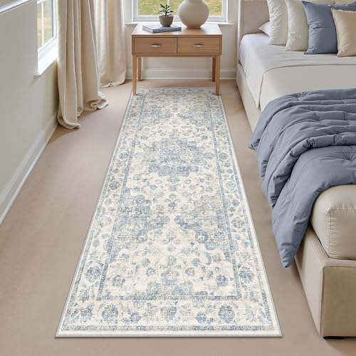 Washable Neutral Blue Kitchen Runner Rug Set of 3 - color: Neutral | Blue, size: 20"x32"+20"x48"+20"x59"