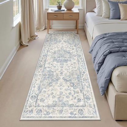 Washable Neutral Blue Kitchen Runner Rug Set of 3 - color: Neutral | Blue, size: 20"x32"+20"x48"+20"x59"