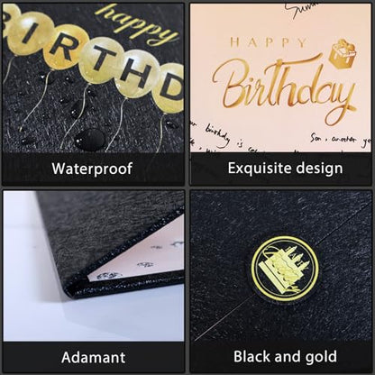 Crenics Black and Gold Birthday Guest Sign in Book Alternative 18" x 12" - color: Black and Gold