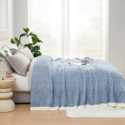 Snuggle Sac Queen Size Bed Blanket Heather Blue, Reversible Super Soft Microfiber Blankets Warm Cozy Knit Fuzzy Plush Bed Blankets, Blue, Queen 90x90 - color: Heather Blue, size: Queen (90"x90")