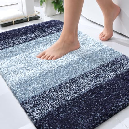 OLANLY Small Bathroom Rugs 24x16, Extra Soft Absorbent Microfiber Bath Rugs - color: Airy Blue, size: 24" X 16"