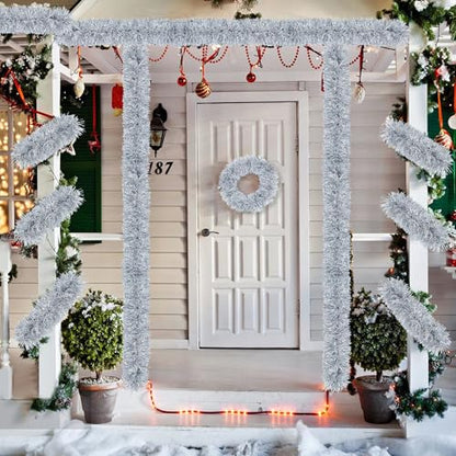 50FT Silver Christmas Tinsel Garland Christmas Tree Decoration - color: Silver White