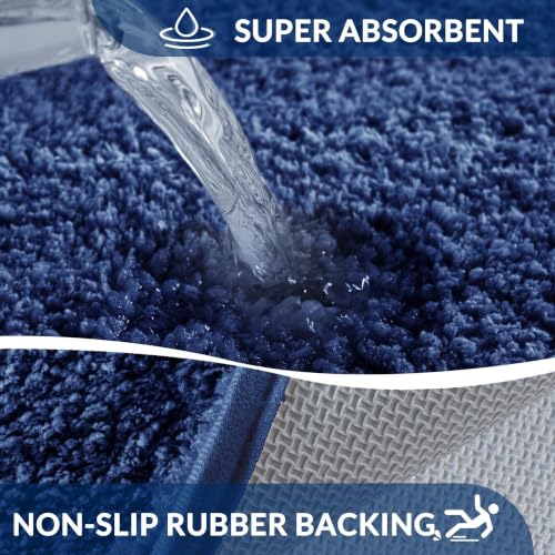 Exclusivo Mezcla Soft Absorbent Bathroom Rugs, Non-Slip Bath Mat, 17x24 - color: Navy Blue, size: 17"x24"(Rectangular)