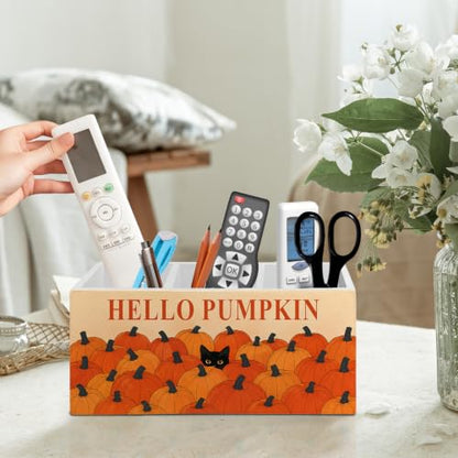 Fall Pumpkin Black Cat Pen Pencil Holder Organizer for Desk - color: Fall cat