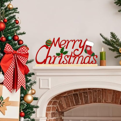 Metal Merry Christmas Sign, Merry Christmas Tabletop Decoration - color: XMAS