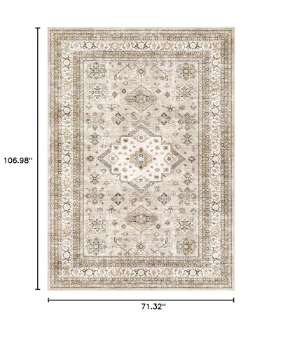 cotiled 6x9 Area Rug for Living Room, Washable, Traditional, Beige - color: Beige, size: 6' x 9' (Rectangular)