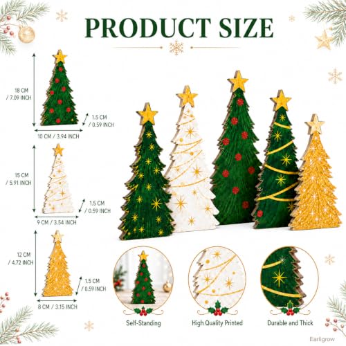 Christmas Decorations Indoor, 5 Pcs Rustic Christmas Star Tree Home Decor