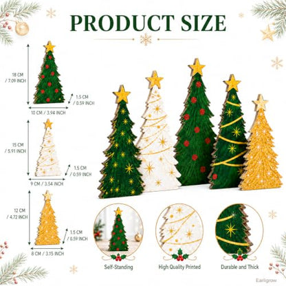 Christmas Decorations Indoor, 5 Pcs Rustic Christmas Star Tree Home Decor