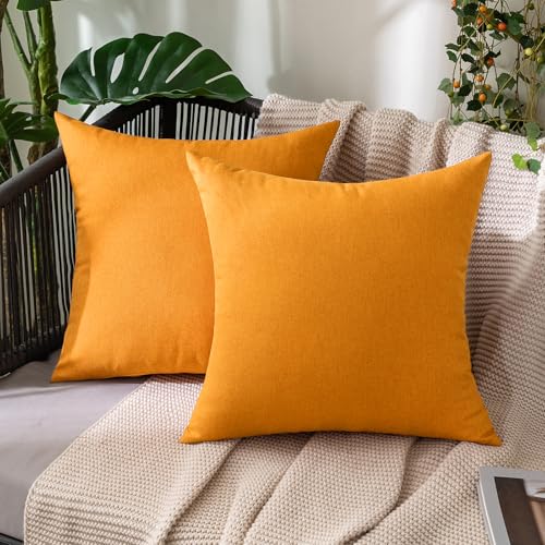 MIULEE Decorative Outdoor Pillow Covers Fall 16x16 Pumpkin Orange - color: Pumpkin Orange, size: 16" x 16" (Pack of 2)
