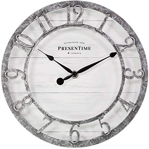 Presentime 10" Farmhouse Series Wall Clock - color: Galvanized Finish, size: 10 inch