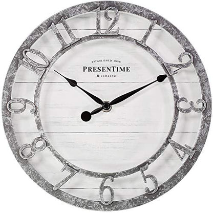 Presentime 10" Farmhouse Series Wall Clock - color: Galvanized Finish, size: 10 inch