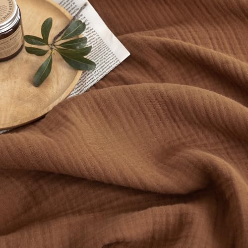 FOSSA Muslin Blanket 4-Layer 100% Cotton Gauze Blanket with Fringe 108"x98" - color: Dark Orange, size: Super King(108" × 98")