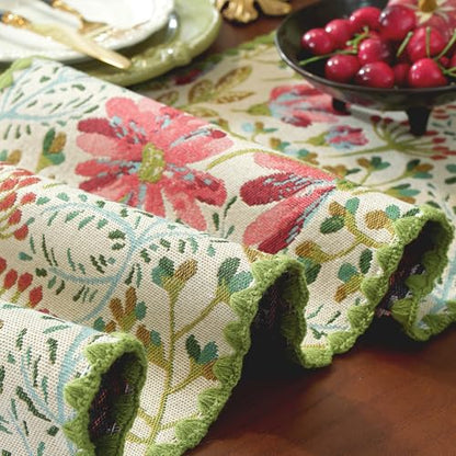 Spring Botanical Floral Green Lace Table Runners 12 x 71 Inch - color: Botanical Green, size: 12" x 71"