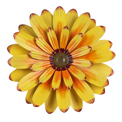 YEAHOME 16'' Metal Flower Wall Decor - Sunflower Wall Art Decorations Hanging for Bedroom, Living Room, Bathroom Boho Office - color: 16"-Yellow
