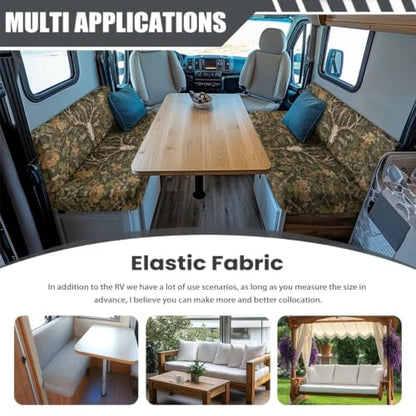 Camo Leaves Deer Skull Cross Print RV Dinette Cushion Covers 2 Pack Stretch Camper Cushion Slipcover Replacement RV Couch Cover Furniture Protector for RV Camper Car Bench - color: Camo Leaves Deer Skull Cross