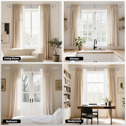 Double Curtain Rod, 36-153 Inch Silver Modern Heavy Duty Dual Rods - color: Silver, size: 36"-153"