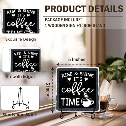 Funny Coffee Bar Decor, 5"x5" Coffee Bar Sign - color: Matte Charcoal Gray