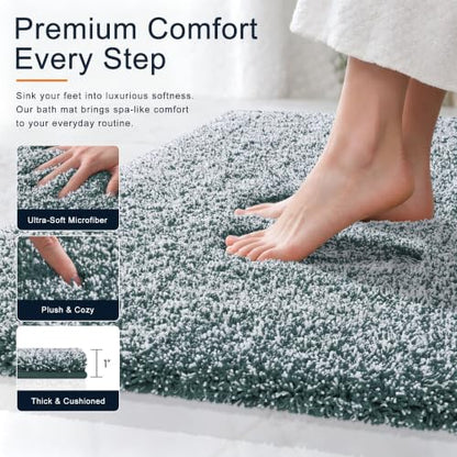 OLANLY Microfiber Soft Bathroom Rugs Mats 36x24, Blackish Green and White - color: Blackish Green and White, size: 36" X 24"