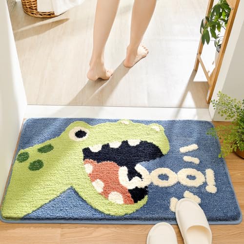 Molesun Dinosaur Bath Mat 16x24, Soft Absorbent Microfiber Bath Rugs - color: Roar, size: 16" x 24"