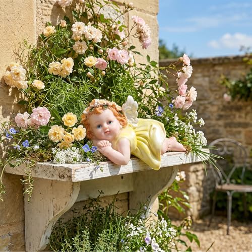 XJar Resin Garden Fairy Figurine, Lying Hand Painted Yard Decor Statue - color: Fairy - Prone Posture