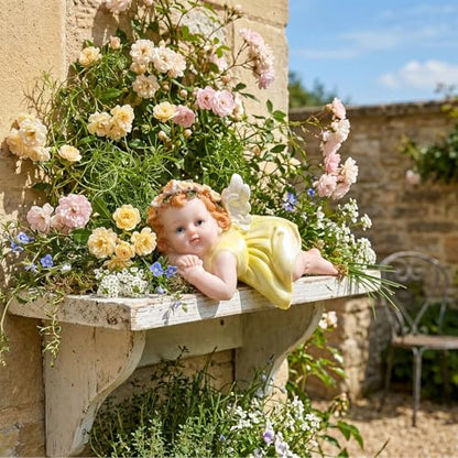 XJar Resin Garden Fairy Figurine, Lying Hand Painted Yard Decor Statue - color: Fairy - Prone Posture