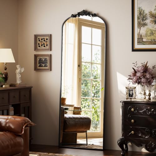 Easly 21"X56" Full Length Mirror Vintage, Black Arch Mirror for Home Decor - color: Black, size: 56"L x 21"W
