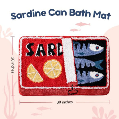 TRUEDAYS Sardine Bath Mat, Cute Bath Rugs for Bathroom 20x30 Inch, Red - color: Red, size: 20x30 inches (Rectangular)