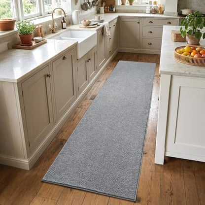 2x6 Grey Runner Rug Washable Non-Slip Soft for Kitchen Hallway Bathroom - color: 09 Grey, size: 2' x 6' (Runner)