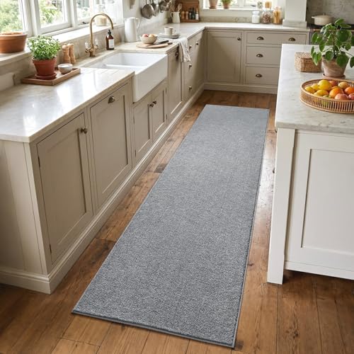 2x8 Grey Runner Rug Washable Non-Slip Soft for Kitchen Hallway Bathroom - color: 09 Grey, size: 2' x 8' (Runner)