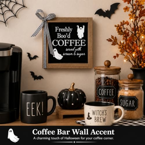 Freshly Bood Coffee Sign Halloween Coffee Bar Table Home Decor - color: black-coffee