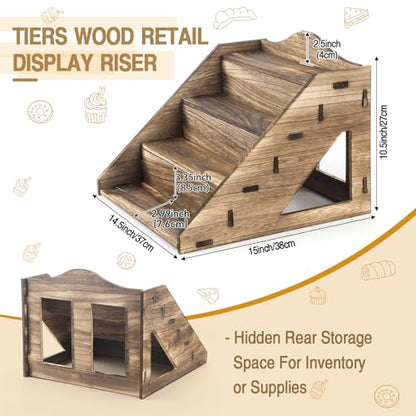 Yousoontic 4 Tier Wooden Display Stand for Soap Candles Craft Show Riser