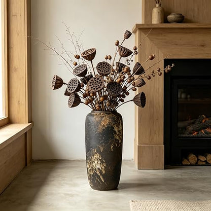 Rustic Ceramic Floor Vase, 15.7 Inch, Clay Farmhouse Decor - size: 15.7 Inch