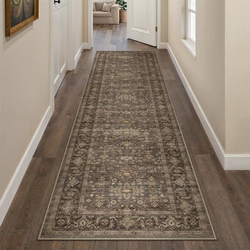 2x12 Dark Brown Vintage Runner Rug - color: Brown, size: 2' x 12' (Runner)