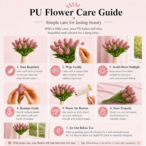 Mandy's 20 Stems Mauve Artificial Tulip Flowers for Home Centerpieces - color: Mauve