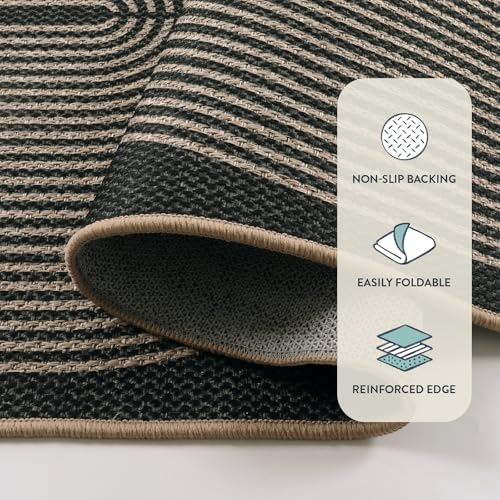 Lahome Rainbow Entryway Runner Rug, 2x6 Washable Easy Jute Kitchen Rugs - color: Dark Grey/Charcoal Black, size: 2' x 6' (Runner)