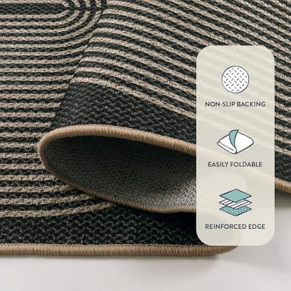 Lahome Rainbow Entryway Runner Rug, 2x6 Washable Easy Jute Kitchen Rugs - color: Dark Grey/Charcoal Black, size: 2' x 6' (Runner)
