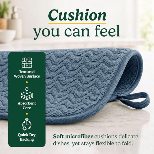 Cuisinart Dish Drying Mat for Kitchen Counter, 2-Pack XL 18"x24" - color: Geostripe Medium Blue