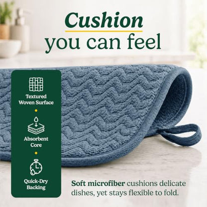 Cuisinart Dish Drying Mat for Kitchen Counter, 2-Pack XL 18"x24" - color: Geostripe Medium Blue