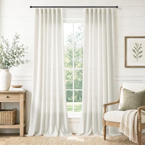 Jowels 천연 리넨 커튼 248cm 길이 거실용 패널 2개 - color: 천연, size: 50"W x 98"L (Pack of 2)