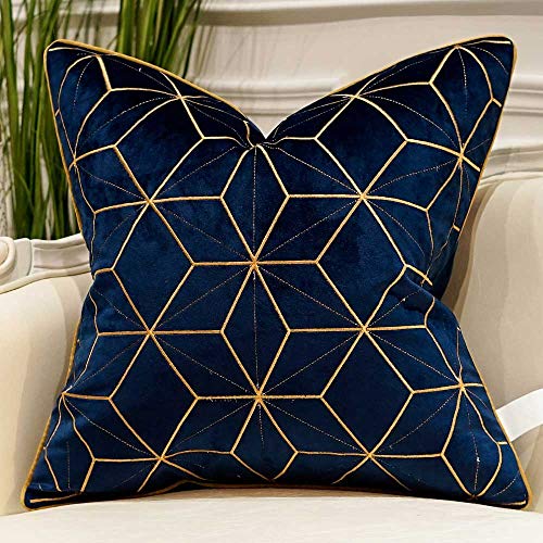 Avigers Throw Pillow Cover 18 x 18 Inch, Blue Gold, Velvet, Hidden Zipper - color: Blue, Gold, size: 18" x 18" (Pack of 1)